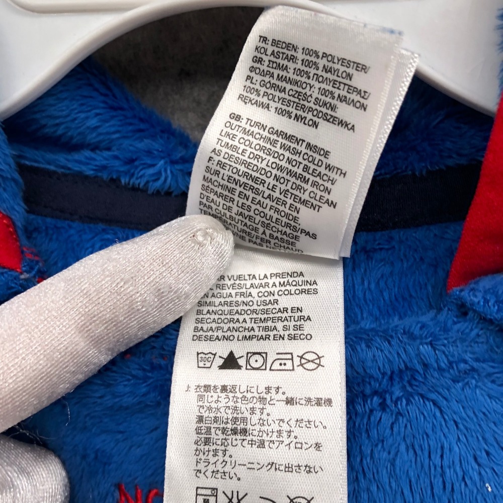 The North Face Fleece Bunting Suit Baby 12-18M Blue Red Hooded One Piece Romper - Picture 8 of 10